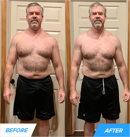 In just 90 days, Carey lost over 20 lb, cumulatively gained 195 lb on his main lifts, and significantly improved his blood pressure. He loved “being able to engage in a holistic approach,” which allowed him to “lose weight, look and feel better, and get stronger” all at the same time. Carey F. (52 years old)